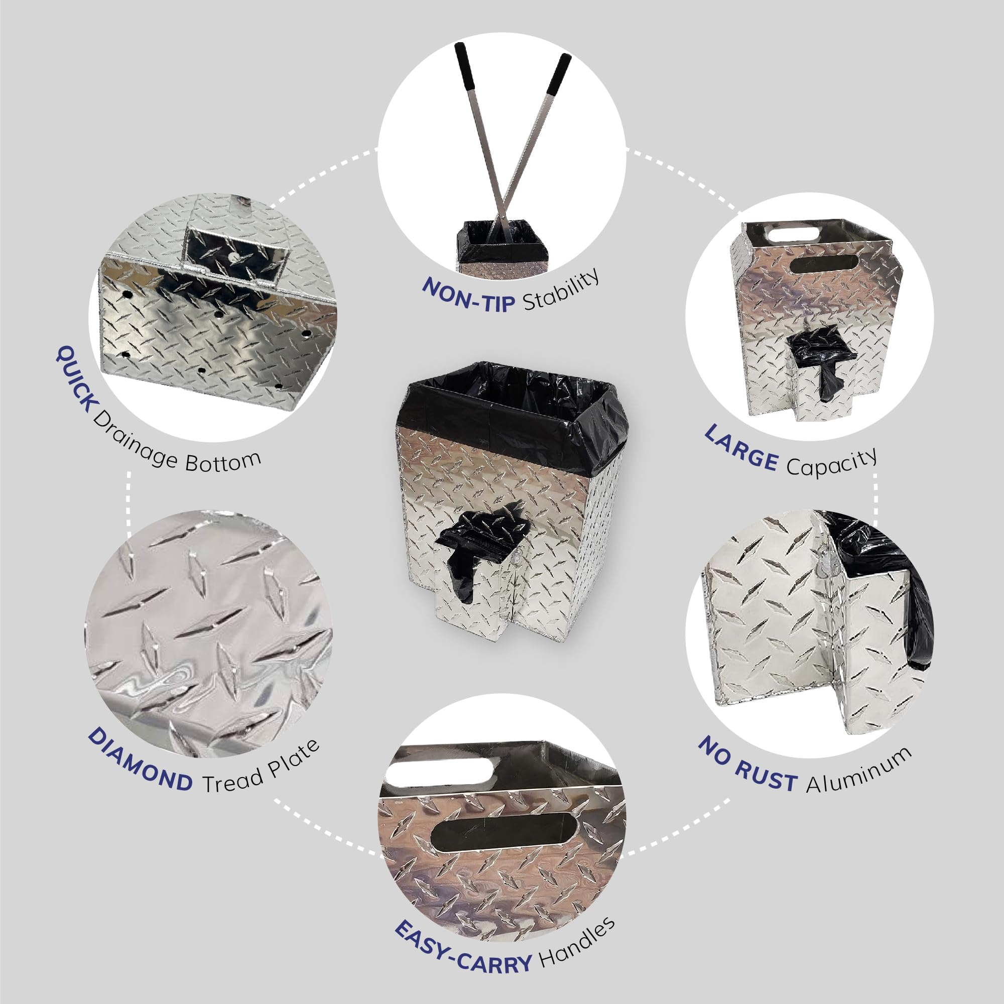 Activedogs Dog Poop Bucket Pet Waste Container - Heavy Duty Dog Poop Trash Can Outside Disposal Pail - A Rust-Resistant, Alumini